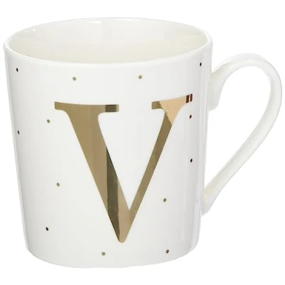 Imagen de Depesche 5909.047 Taza de porcelana con asa (300 ml), diseño texto V