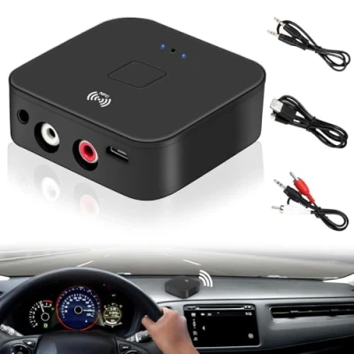Imagen de Receptor NFC Bluetooth 5.0, adaptador de audio para estéreo, inalámbrico HiFi con conector AUX RCA 3,5 mm productos digitales función Bluetooth/NFC