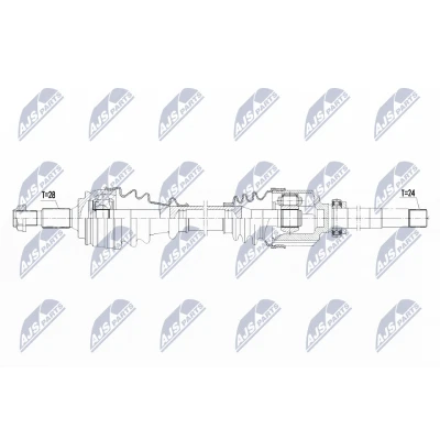 Imagen de NTY NPW PE 019 Árbol de transmisión Eje delantero, derecha 935, 294 con apoyo PEUGEOT: 308 SW 2