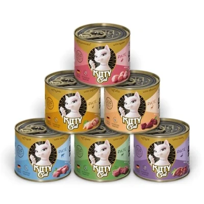 Imagen de KITTY Cat Paté Mix 1, 6 x 200 g, Comida húmeda para Gatos en Paquete de Muestra, sin Cereales con taurina, Aceite salmón y mejillón Labios Verdes, pienso Completo Alto