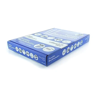 Imagen de Pack 100 Fundas Multitaladro Tamaño Folio (con 16 Taladros) REF.49800 80 Micras de Grosor, Extra Cristal Copy Safe