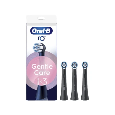 Imagen de Recambio Para cepillo dental Oral B iO Gentle Care, Pack de 3 unidades, encías sensibles, Negro