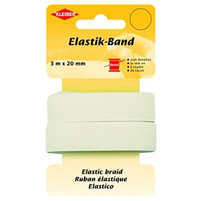 Imagen de Kleiber 71073 elástico de Banda/Cinta elástica Ancha, 72% poliéster; 28% Goma, Color Blanco, 300 x 2 1 cm