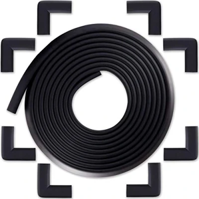 Imagen de Kit Protector para Esquinas y Bordes de Muebles Bébé Earth Juego 8 Cantos Protectores 1 Rollo 6m Mesas más Seguridad Infantil en el Hogar Tope Puerta Gratis Negro