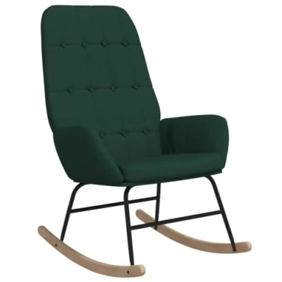 Imagen de vidaXL Silla Mecedora Balancín Reclinable Asiento Butaca Sillón Acolchada Salón Sala de Estar Relajación Muebles Mobiliario Tela Verde Oscuro