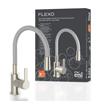 Imagen de EISL NI186FLNIG Flexo Grifo de cocina con caño flexible, aspecto acero inoxidable, color gris claro
