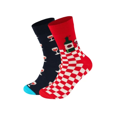 Imagen de Happy Socks WINE GIFT SET Unisex 2 PACK Calcetines, Talla: 36 40, Black/red