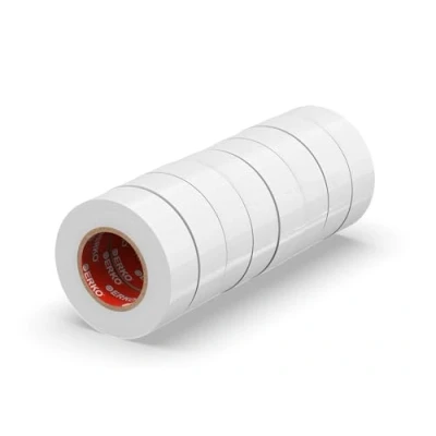 Imagen de ERKO Cinta aislante Blanca 19mm x 20m 8 piezas, adhesiva para instalaciones eléctricas PVC, aislar y reparar cables eléctricos, extrafuerte, agrupar