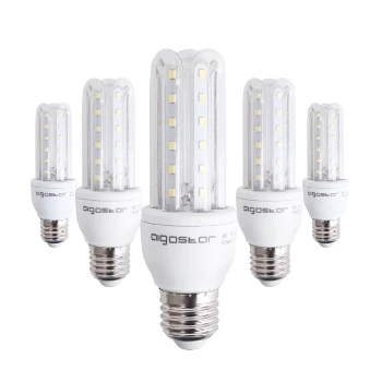 Imagen de Aigostar Pack de 5 Bombillas LED E27 9W, Casquillo Gordo, Luz Blanca Fría 6500K, Ángulo 360, 840 lúmenes, no regulable, B5 T3 3U