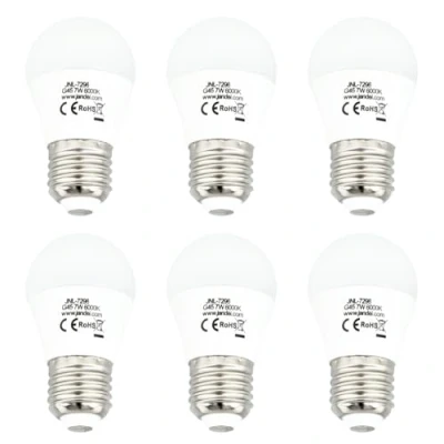 Imagen de Jandei Pack de 6 x Bombillas LED mini G45, Casquillo E27, 7W, 630 Lúmenes para Lámparas Techo, Sistemas alumbrado, Navidad, Apliques Decorativos, Mesilla. (Blanco Frío 6000K, 6)