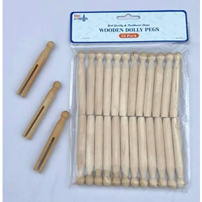 Imagen de BMC LONDON Juego de 24 pinzas madera tradicionales para lavar ropa y manualidades