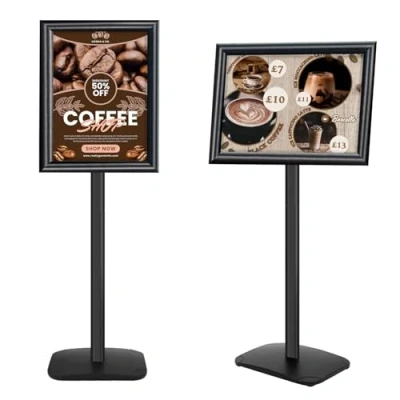 Imagen de Mutualsign soporte de exhibición A3 resistente con base estable, póster pie para menú/aviso/exhibición, exterior letreros bienvenida, color negro