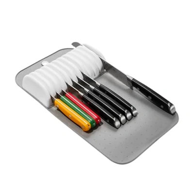 Imagen de madesmart Alfombrilla para cuchillos, color blanco y gris