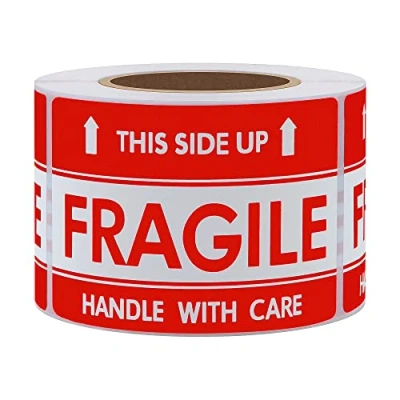 Imagen de Hylabelest Handle with Care This Side Up Pegatinas frágiles de 2 x 3 pulgadas, etiquetas advertencia dirección envío (2 pulgadas)