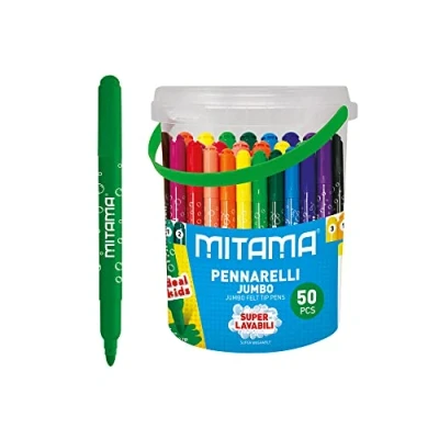 Imagen de Mitama 62875 Tarro Maxi de repuesto 50 rotuladores Jumbo Super lavables punta 5 mm Colores surtidos