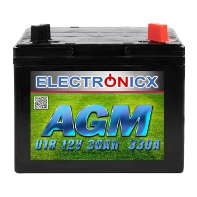 Imagen de batería de Tractor césped Electronicx 12V 30Ah AGM para cortacésped 30 Ah más Derecho U1R 330A Tractores