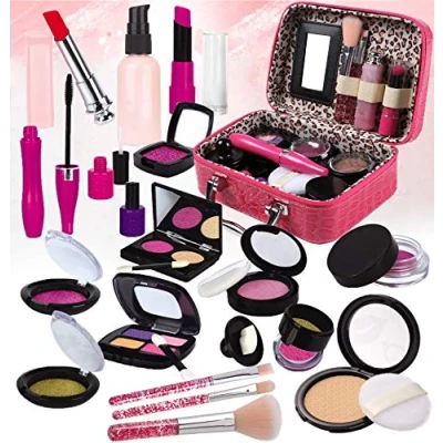 Imagen de STAY GENT Fake Maquillaje Niñas Set para Chicas, Kit con Cosmético Bolsa Niño Papel Toca, Chica Juguetes Regalo Cumpleaños, Navidad (No Real Maquillaje)