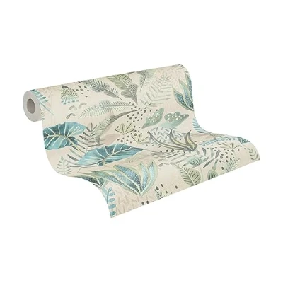 Imagen de Livingwalls Famous Garden 393484 Papel pintado no tejido, 10,05 m x 0,53 m, diseño floral, color beige y azul