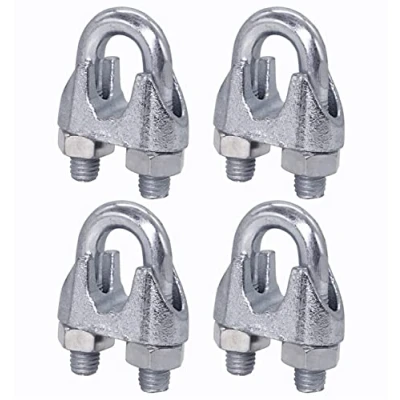 Imagen de Paquete de 4 abrazaderas cuerda alambre M12, clips cable, DIN 741, abrazadera acero para Ø 19 mm, sillín perno U (4 piezas, M12 mm)