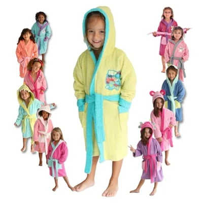 Imagen de LEBENGOOD Albornoz niñas Algodón: Niña, 100% Algodón OEKO TEX® 2 Bolsillos, Cinturón, Capucha, Albornoces Felpa muy suave con bordados para (2 4, Crocky)