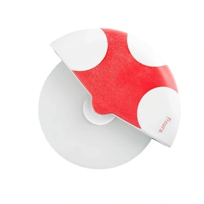 Imagen de FISURA Cortador de pizza original. Cortapizza con rueda divertido. Cuchillo para acero inoxidable y ABS. Medidas: 7,5 x 5,5 centímetros. (Seta, rojo)