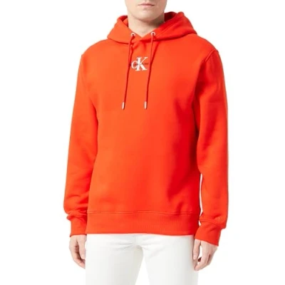 Imagen de Calvin Klein Jeans Hombre Hoodie Monologo con Capucha, Rojo (Fiery Red), S