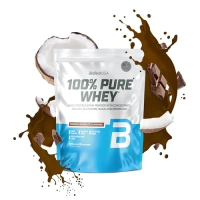 Imagen de BioTechUSA 100% Pure Whey Proteína en Polvo con BCAA y Glutamina Sin Gluten, Aceite de Palma, 1 kg, Chocolate Coco