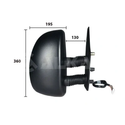 Imagen de espejo retrovisor Alkar 9257961 derecha manual con gran angular, brazo largo de espejo, convexo para vehíc. volante a la izquierda
