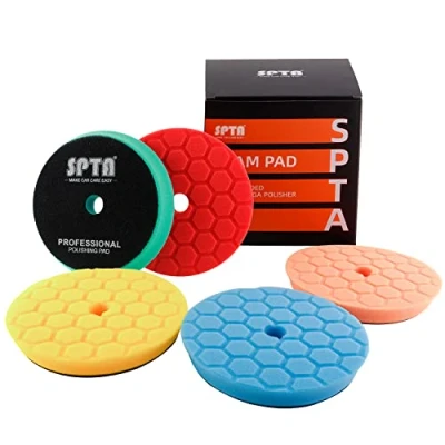 Imagen de Esponja pulir para Coche, 5Pc 150mm Hex Logic Kit de Pulido Coche Esponjas Cera 125mm Pulidora Máquina AHLTS6M5
