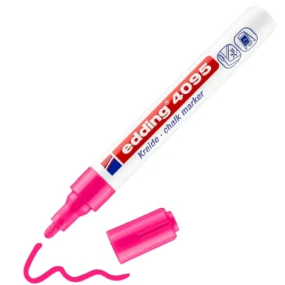Imagen de edding 4095 marcador de tiza rosa neón 10 rotuladores punta redonda 2 3 mm para cristal borrables pizarras, vidrio y espejos líquida cobertura opaca