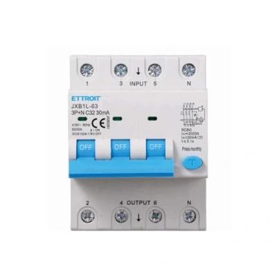 Imagen de Interruptor magnetotérmico diferencial, 3P+N 6KA 380V, Ocupa 4 módulos DIN, RCBO 30mA C32 32A