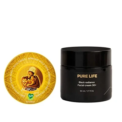 Imagen de Pack Manteca de Karite pura Oro africano para todo tipo pieles corporal hidrata, regenera y repara piel cabello (Manteca 50 ml + Crema facial ml)