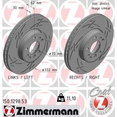 Imagen de ZIMMERMANN BLACK Z 150.1298.53 Disco de freno 332 30 6/5 5 120 ventilación interna, ranurado revestido altamente carbonizado BMW: X3, X5