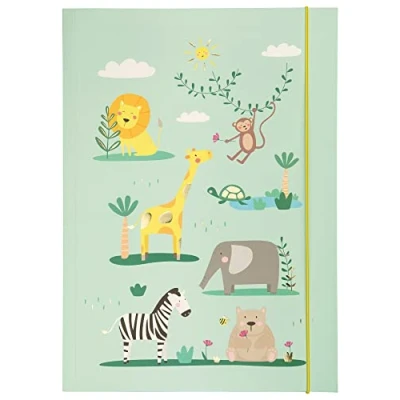 Imagen de folia 69014 Carpeta A3 Hot Foil Happy Safari, de cartón Resistente con Banda elástica, Multicolor (MAX Bringmann 69014)