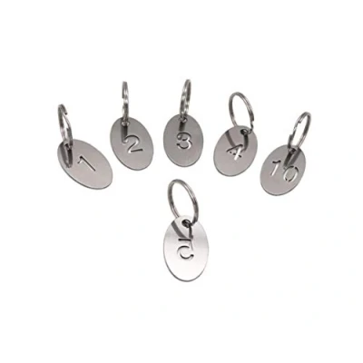 Imagen de NanTun etiquetas ovaladas de acero inoxidable 304 con anillo, identificación números huecos, llaveros numerados, plata, 1 to 200