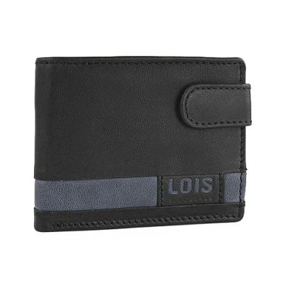 Imagen de Lois Carteras para Hombre Piel. billeteras Hombre. Cartera Piel con Monedero y múltiples Compartimentos, monederos. RFID, Negro Azul