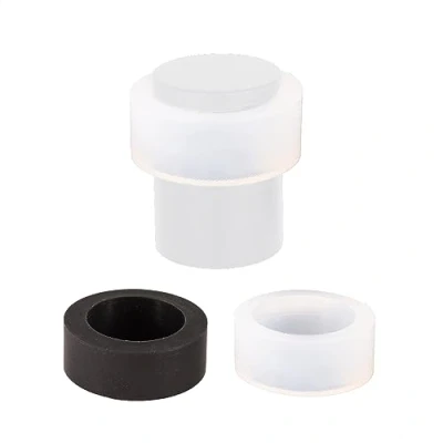 Imagen de Evi Herrajes Tope de Puerta 24 x 35 mm Acero Inoxidable Lacado Blanco Base Roscada Incluye Tornillo + Taco Sujeción Protectores y Negro