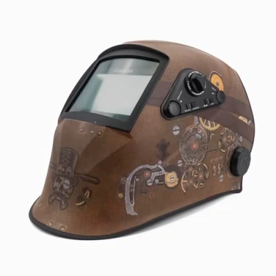 Imagen de Solter Pantalla Soldadura HELLMET R 10, Steampunk, CE 1/1/1/1, con Tecnología True Color, Area Visión 100x60mm, 4 Sensores, Pila Solar Reemplazable, Accesorios de