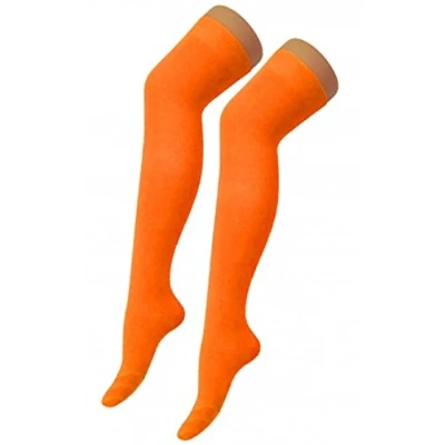 Imagen de Calcetines largos de algodón para mujer por encima la rodilla Angies Fashon Ltd, naranja neón,