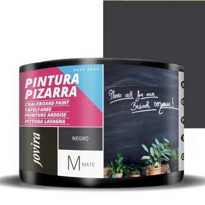 Imagen de JOVIRA PINTURAS Pintura Pizarra al agua. Para pintar, dibujar y escribir con tiza sobre paredes. (375 Mililitros, Negro)