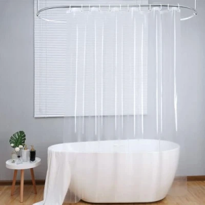 Imagen de Loti Living cortina de ducha antimoho, 180 x 200 cm, impermeable, transparente PEVA, incluye anillas, transparente,