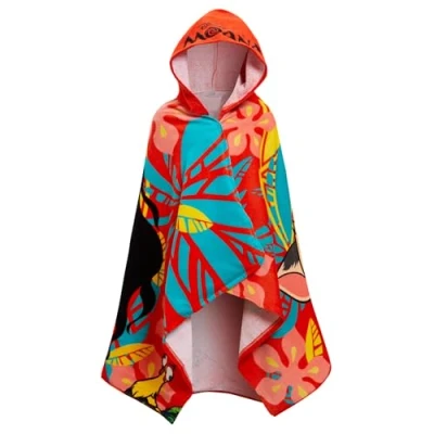Imagen de Disney Toalla con Capucha Moana 100% algodón Poncho para niñas de Playa niños baño Princesa Envoltura natación Bata cambiante