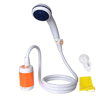 Imagen de Ducha Portátil de Camping para Uso en el Hogar o al Aire Libre con Lavado Coche Mascotas Vegetación Riego, Batería Incorporada 4800mAH Recargable, Cabezal ON/OFF Válvula