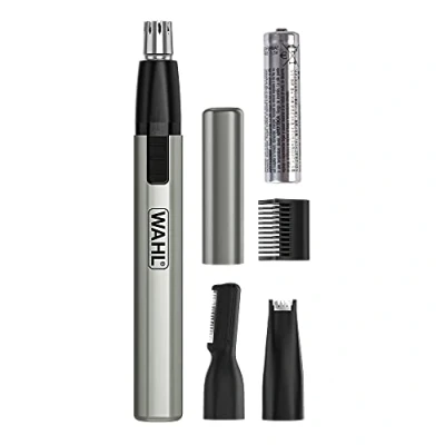 Imagen de Wahl recortador de vello nasal con micro acabado para hombres y mujeres 3 en 1, nariz orejas cejas, funciona batería litio, cabezales lavables