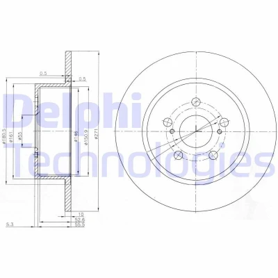 Imagen de DELPHI BG3922 Disco de freno 271 10 5 macizo aceitado sin procesar cojinete rueda, anillo sensor ABS TOYOTA: Avensis I Familiar