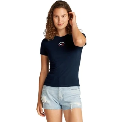 Imagen de Tommy Jeans SLIM Essential LOGO TEE Camiseta estampada, Mujer, Talla: 40, Dark night navy