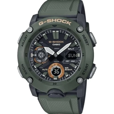 Imagen de Casio Reloj Cuarzo Hombre 49.00mm con dial Análogico Digital Negro y Correa de Rubber Strap Caqui GA 2000 3AER