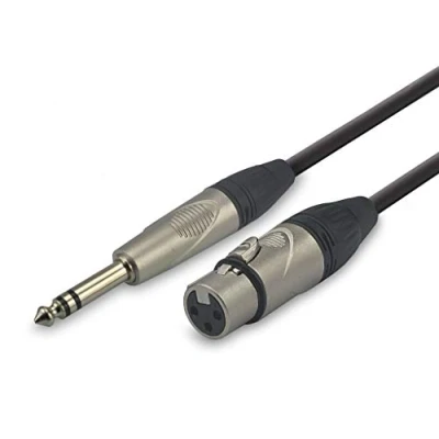 Imagen de Audibax Pro Cable XLR Hembra a Jack Stereo Longitud 1 Metros Conectores OFC de Alta Transmisión Señal Recubrimiento PVC Máximo Aislamiento Diámetro 6 mm Color Negro