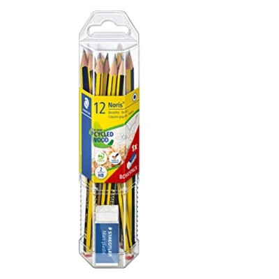 Imagen de Staedtler Noris 61 120 P1. lápices de madera certificada. Paquete con 12 2HB y una goma borrar.