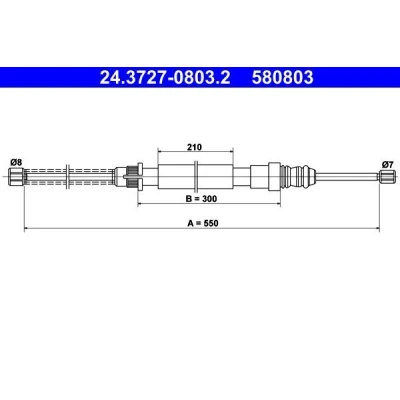Imagen de ATE 24.3727 0803.2 Cable de Freno Mano 550 PEUGEOT: 405 II Berlina, I Familiar